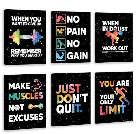 set of 6 Motivational sticky canvas frames for wall decore