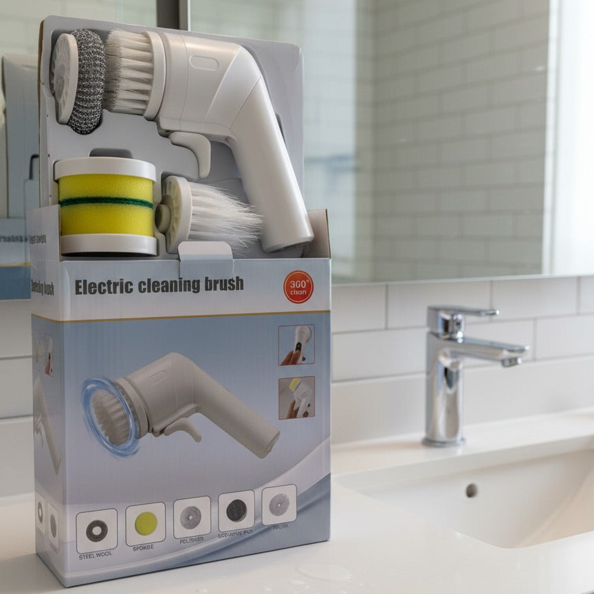 Electric Cleaning Brush With Multiple Attachments For Efficient Home Cleaning