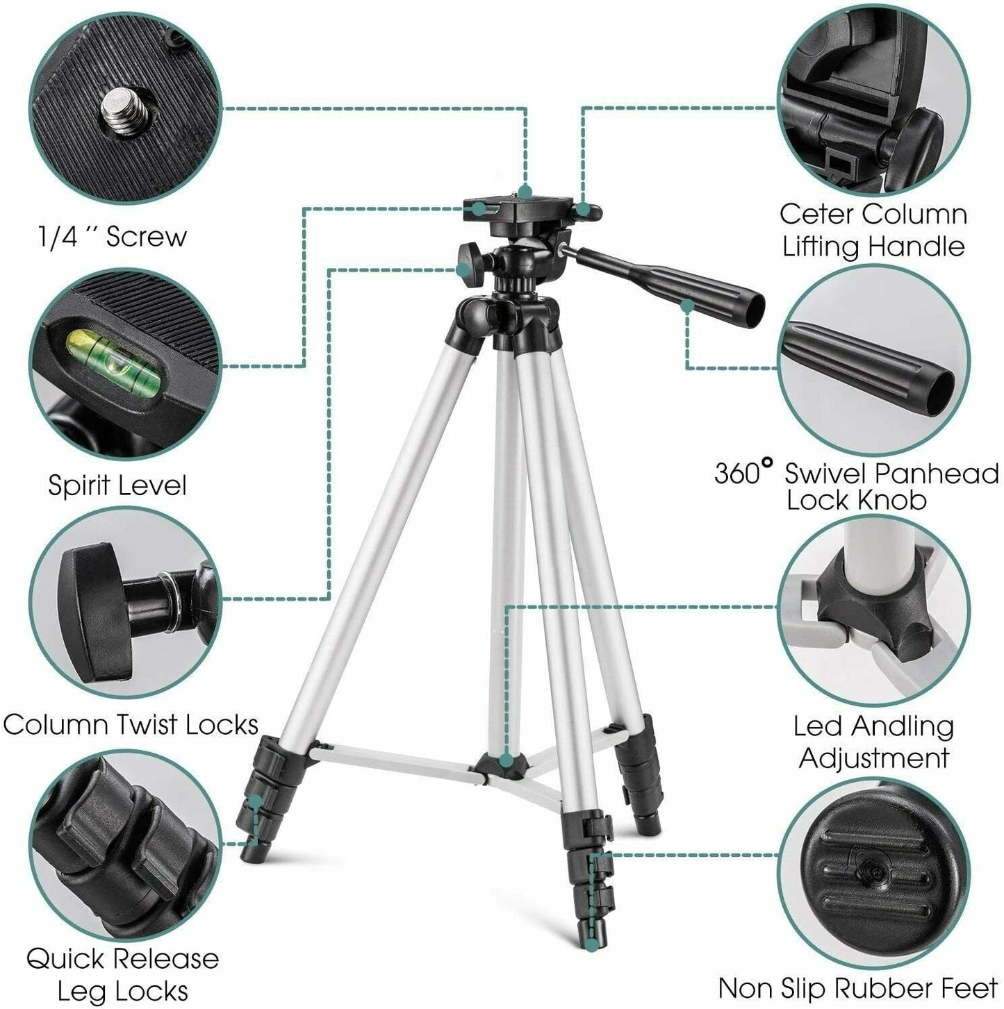 Pack Of 03 3.5 Feet Adjustable Tripod Stand for Mobile Phones