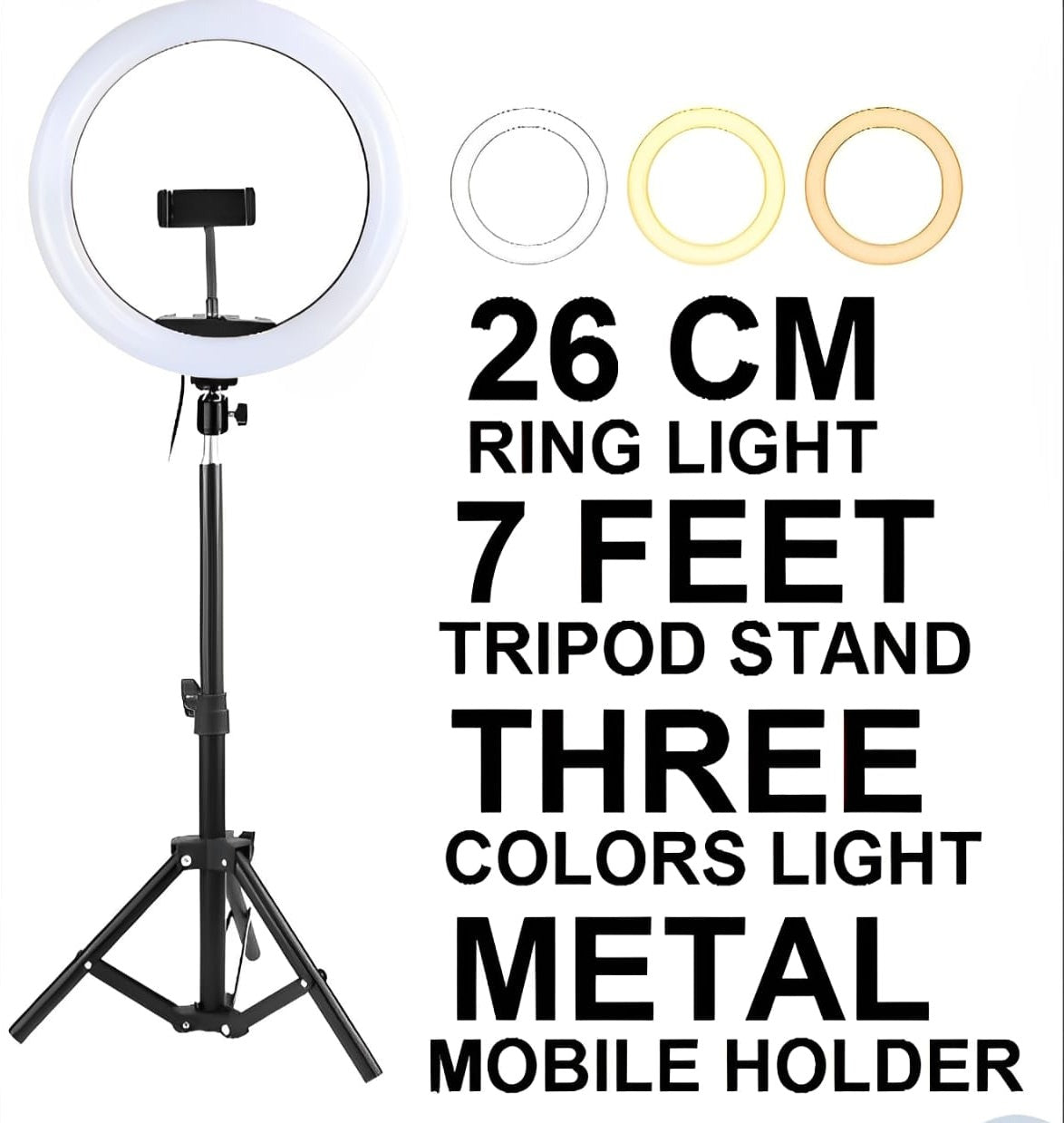 26CM LED Ring Light with Mobile Holder